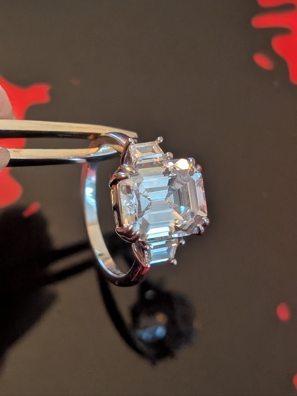 Anna Zimmerman Luxury Solitaire Emerald-Cut Cubic Zirconia Ring in Silver